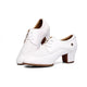 LaLa Land White Cuban Heel Dance Shoes with Suede Sole