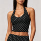 Polka Dot Halter Open Back Sports Bra