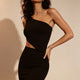 Asymmetrical One-Shoulder Cutout Top with Removable Padding