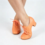 Nina Orange Cuban Heel Leather Lyrical Dance Shoes with Suede Sole – Practice Shoes