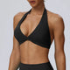 Women's Black Twist Front Sports Bra with Removable Pads