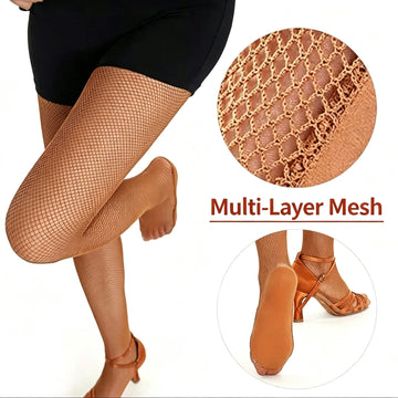 Professional Mesh Latin Dance Fishnet Tights | Non-Slip Sole Fishnets
