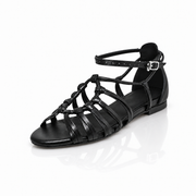Grace Dance Sandals (Black) - Women's Gold Flat Strappy Sandals