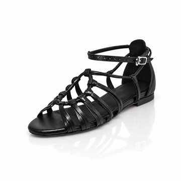 Grace Dance Sandals (Black) - Women's Gold Flat Strappy Sandals