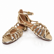 Grace Dance Sandals (Golden) - Women's Gold Flat Strappy Sandals