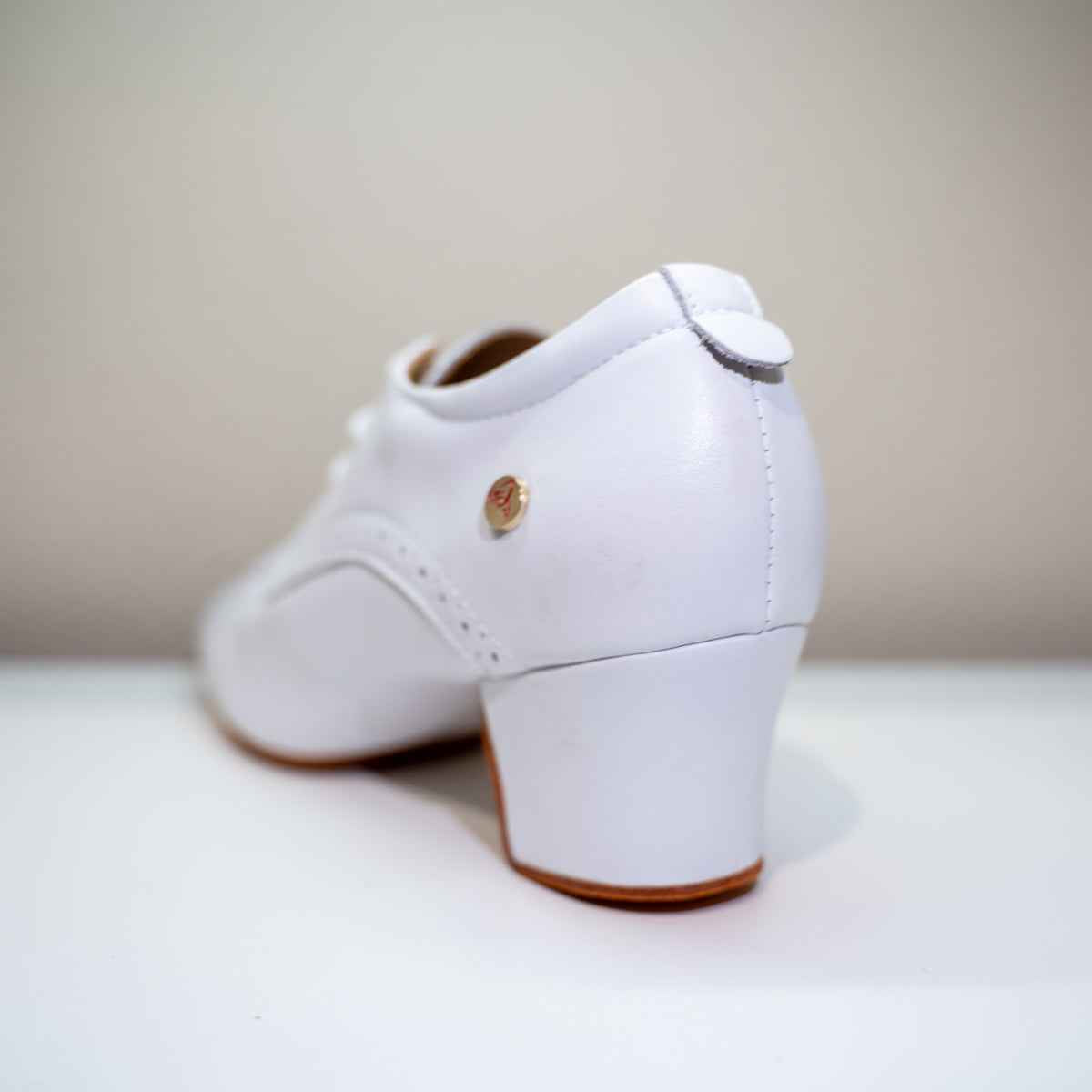 LaLa Land White Cuban Heel Dance Shoes with Suede Sole