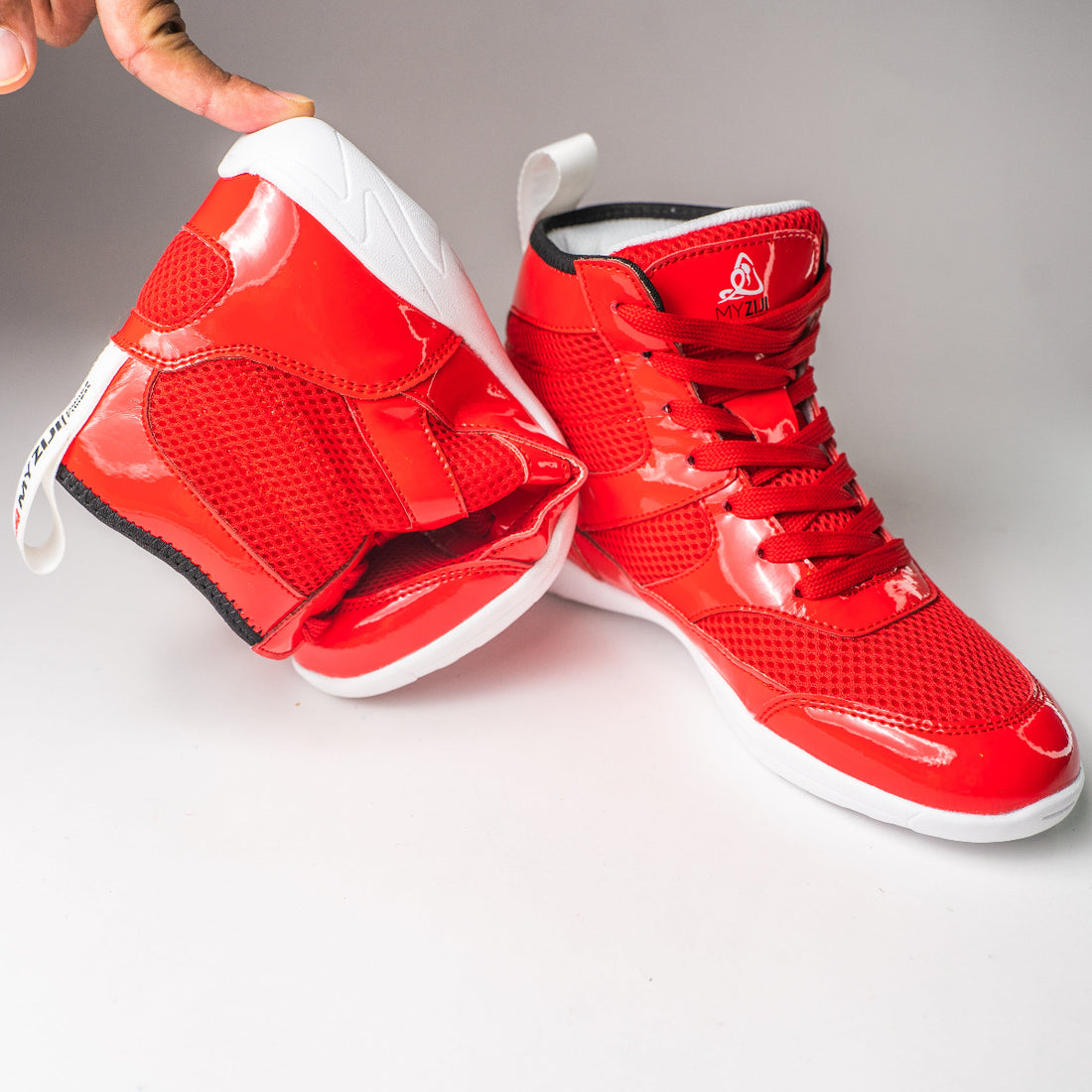 Vigor X Red Glossy High-Top Unisex Dance Sneakers - MYZIJI