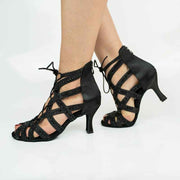 Rita Black Rhinestone Salsa Bachata Latin Dance Shoes for Women