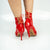 Vixen Glossy Lace-Up Open Toe Ankle Stiletto Dance Booties (Red)