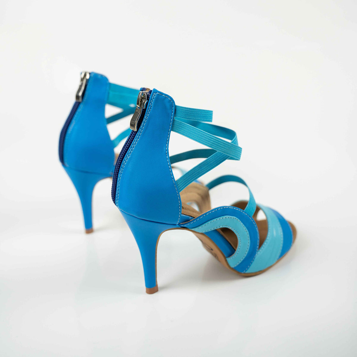 Azure Open Toe Stiletto Sandals Dance Shoes