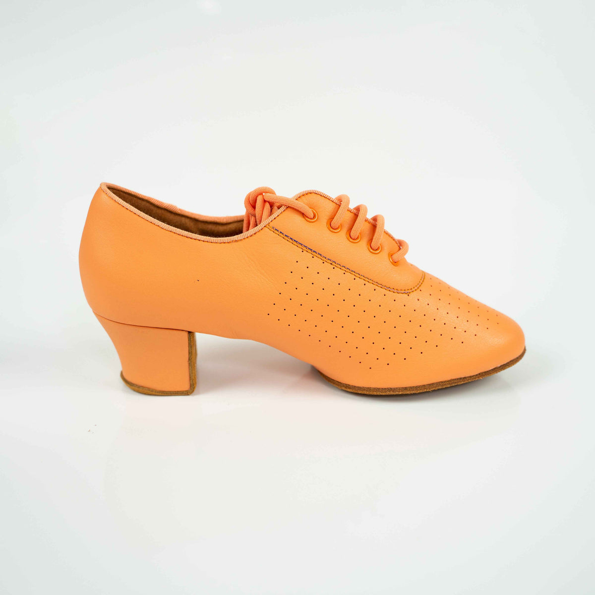 Nina Orange Cuban Heel Leather Dance Practice Shoes with Suede Sole
