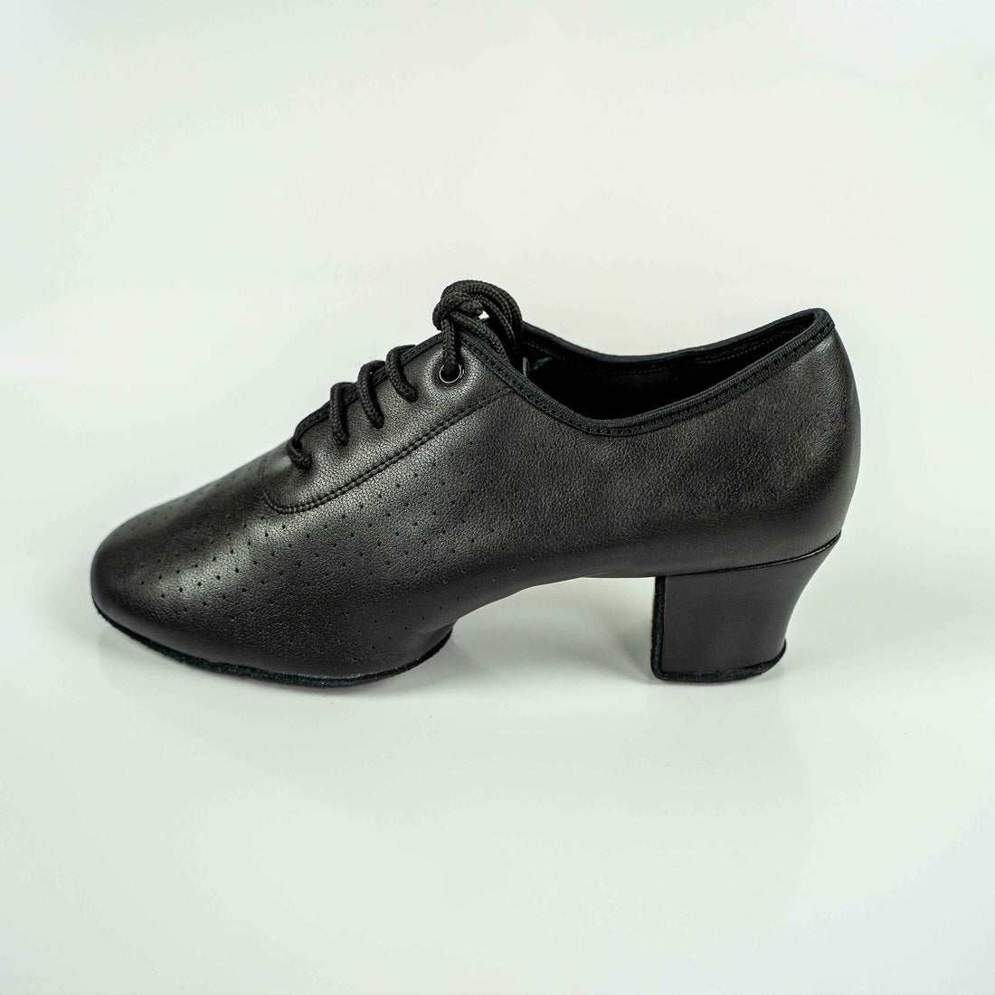 Nina Black Cuban Heel Leather Dance Practice Shoes with Suede Sole