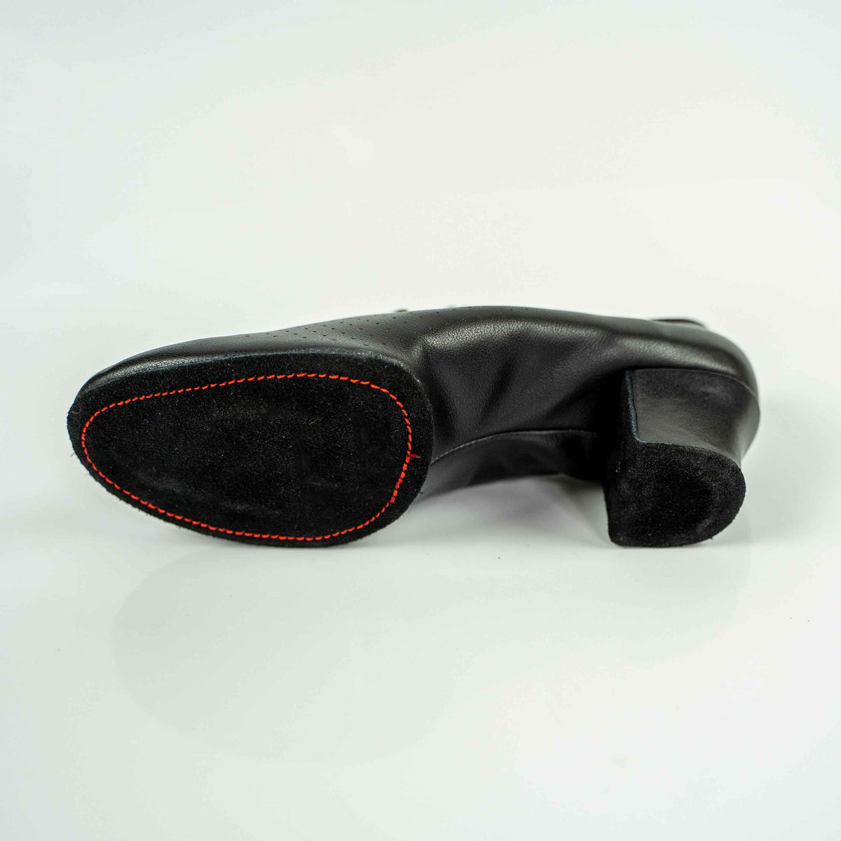 Nino Black Cuban Heel Leather Dance Practice Shoes with Suede Sole (wide)