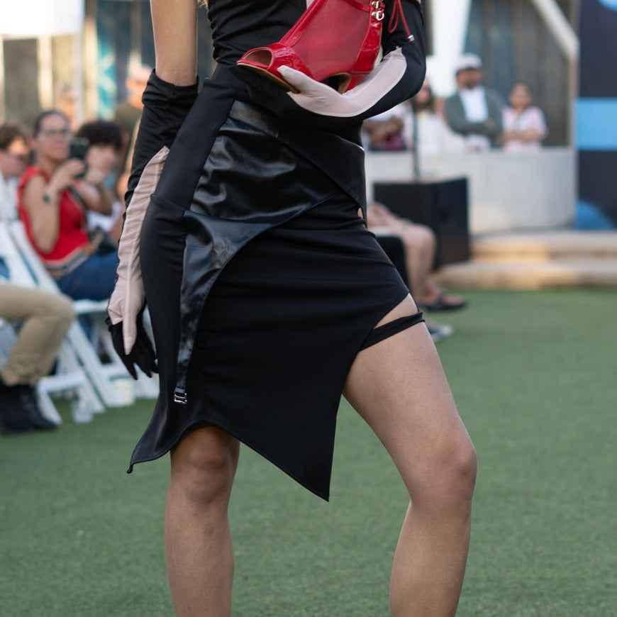 Slit Skirt with Thigh Garter