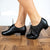 Nindo Black Cuban Heel Leather Dance Practice Shoes with Suede Sole