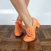 Nina Orange Cuban Heel Leather Lyrical Dance Shoes with Suede Sole – Practice Shoes