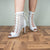 Aveline White Open Toe Laceup Bootie Dance Shoes