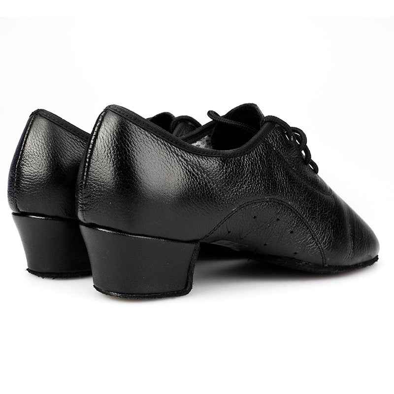 Nino Black Cuban Heel Leather Dance Practice Shoes with Suede Sole (wide)