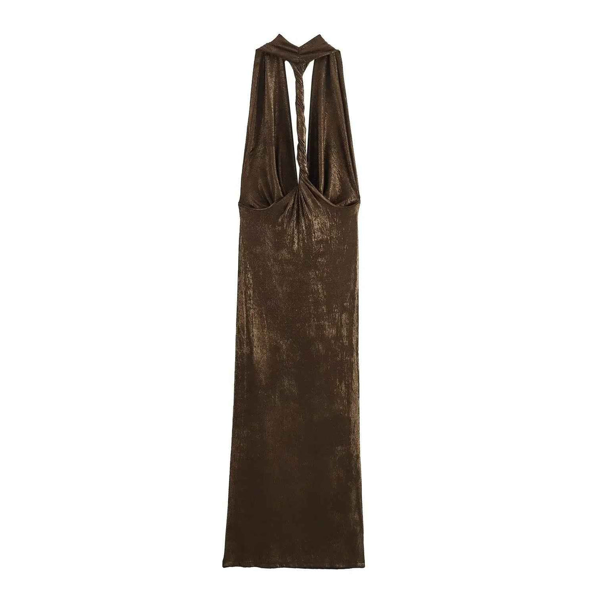 Dark Gold Evening Dress with Open Back