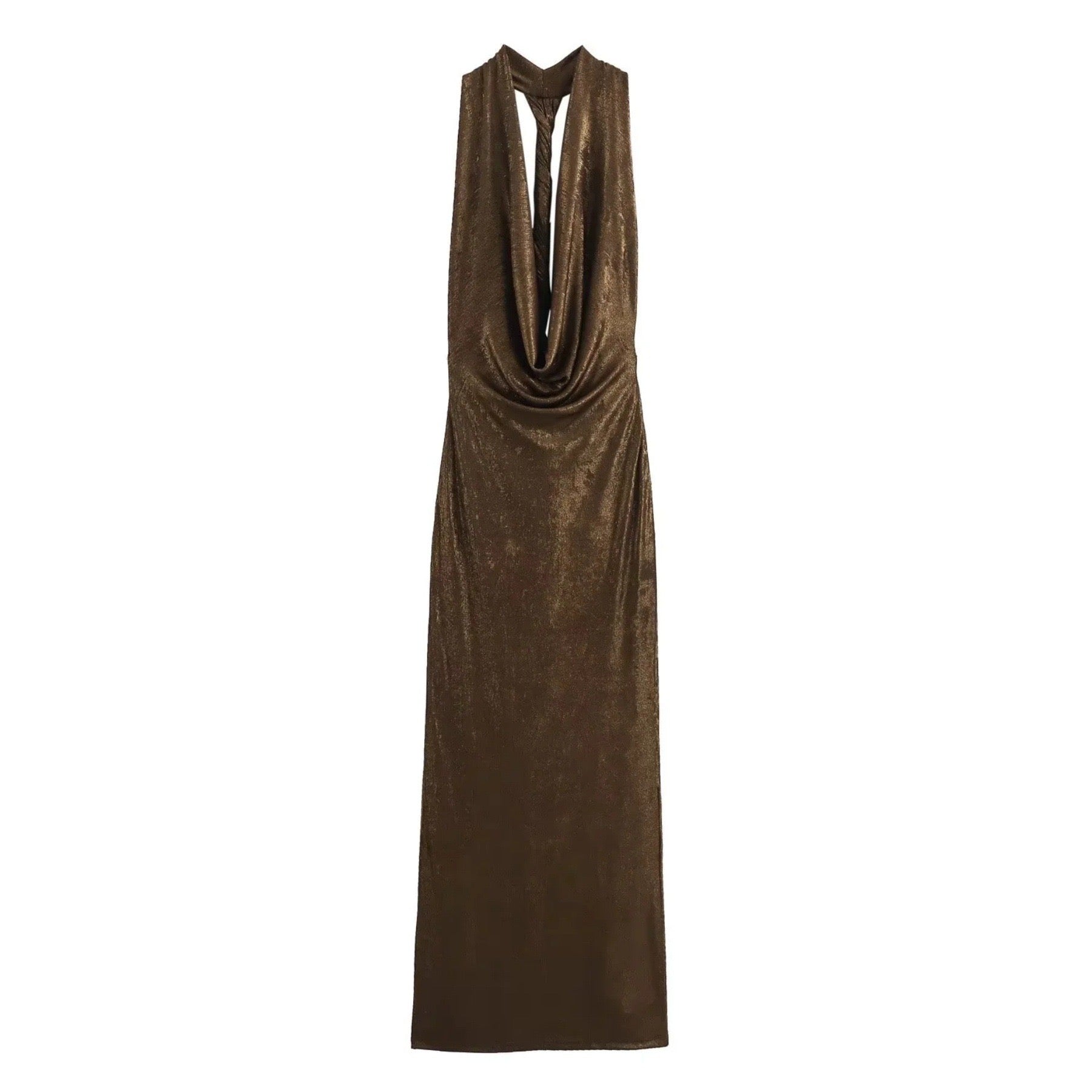 Dark Gold Evening Dress with Open Back  MYZIJI