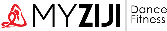 A logo featuring a red stylized dancer figure on the left, with the text 'MYZIJi' in large black letters and 'Dance Fitness' in smaller black text on a white background.