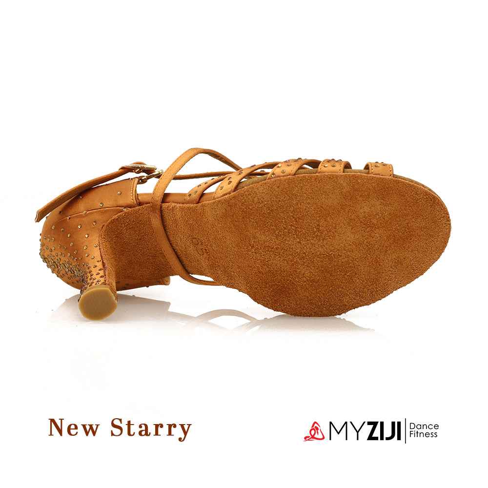 Starry Brown Premier Flexible Sole Salsa Ballroom Latin Dance Shoes
