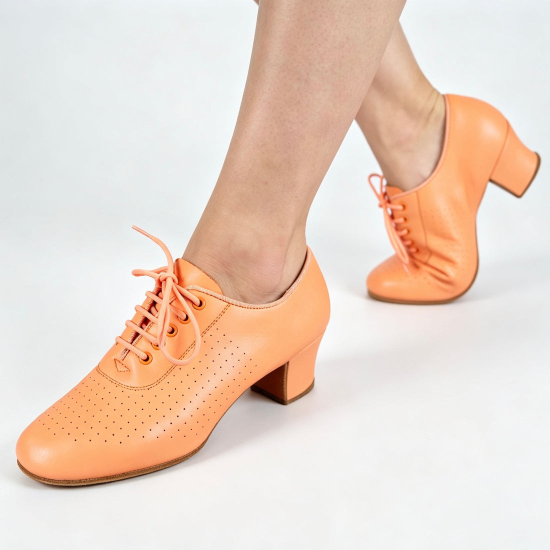 Nina Orange Cuban Heel Leather Lyrical Dance Shoes with Suede Sole – Practice Shoes