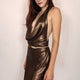 Dark Gold Evening Dress with Open Back