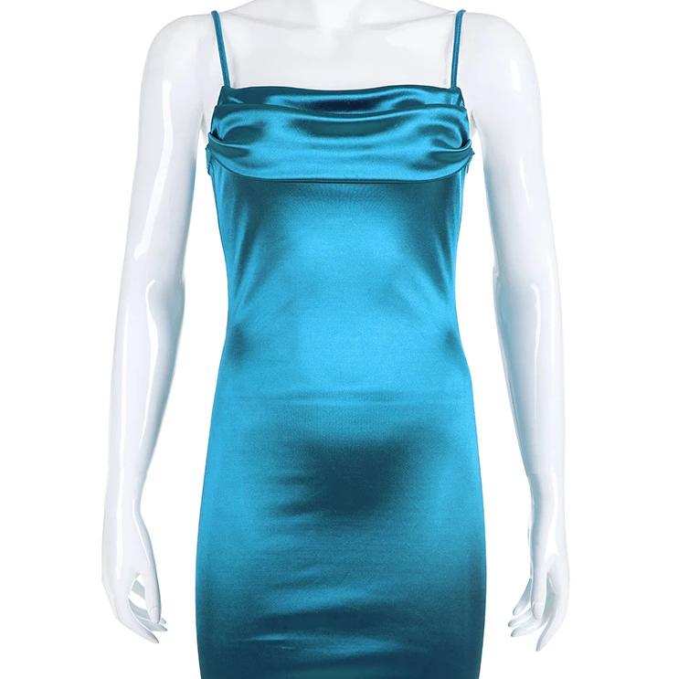 Blue Belle High Slit Shimmer Dress
