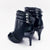 Vixen Glossy Lace-Up Open Toe Ankle Stiletto Dance Booties (Black)