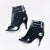 Vixen Glossy Lace-Up Open Toe Ankle Stiletto Dance Booties (Black)