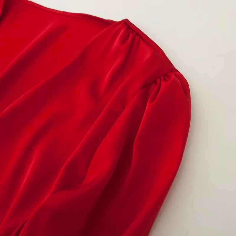 Front Tie Satin Blouse