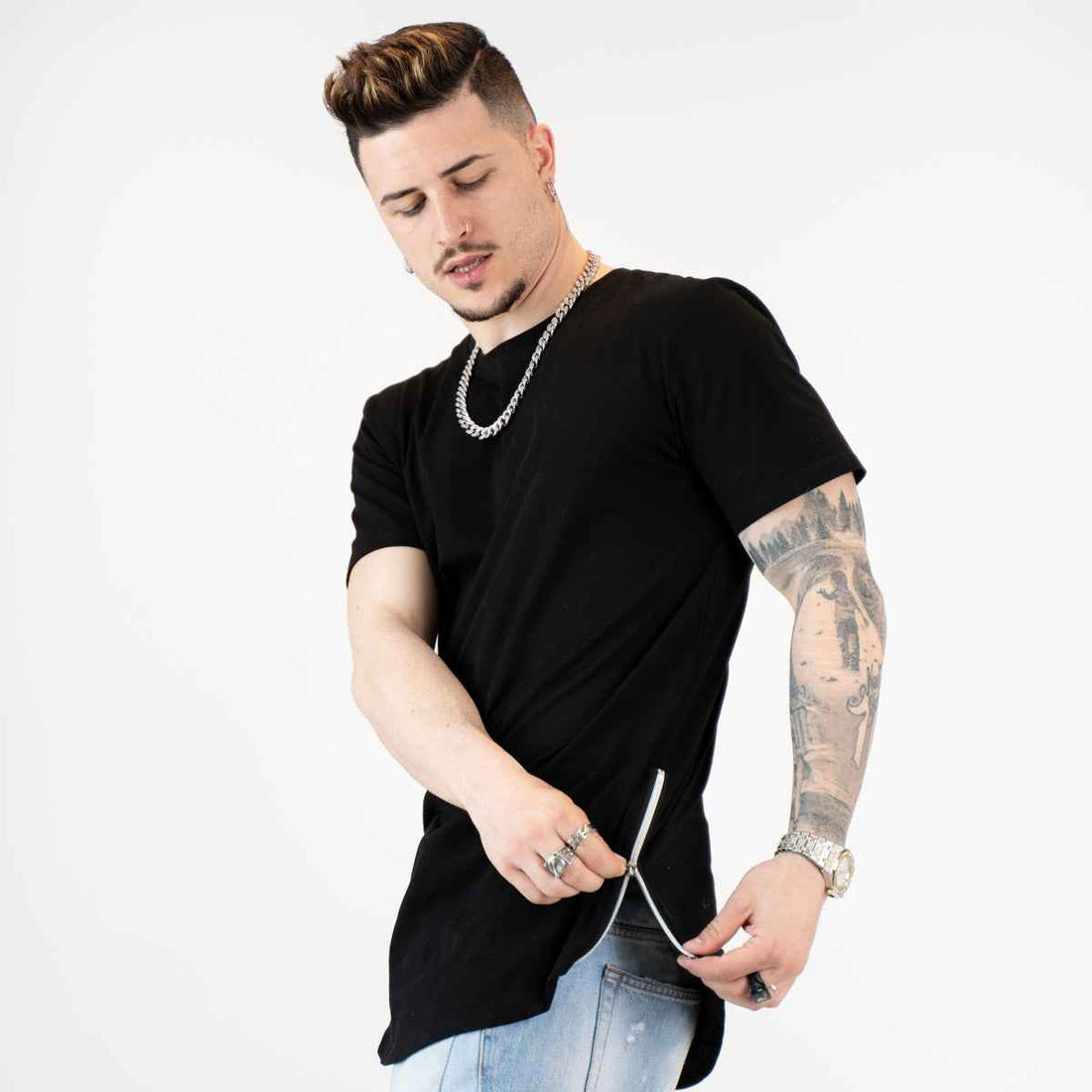 Short Sleeve T-shirt with Zips on Side For Men