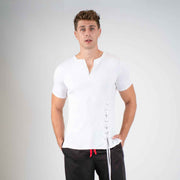 Men’s Grommet Lace-Up Long T Shirt