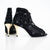 Black Rose Lace Up Dance Shoes Fashion Booties
