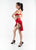 Vibrant Red Deep V-Neck Caged Cut-Out High Slit Dance Dress (Pre-Order)
