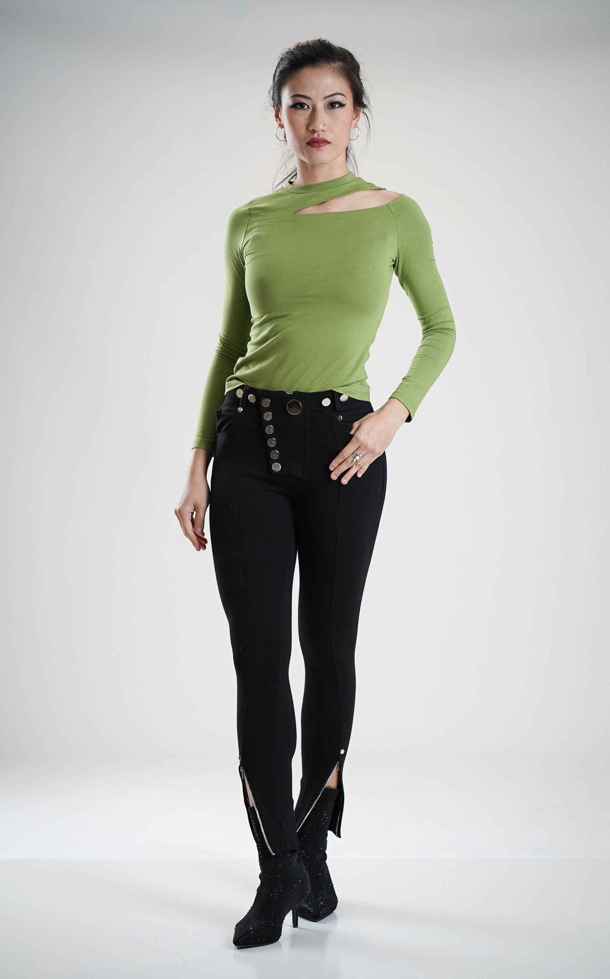 Asymmetrical Neck Cutout Top