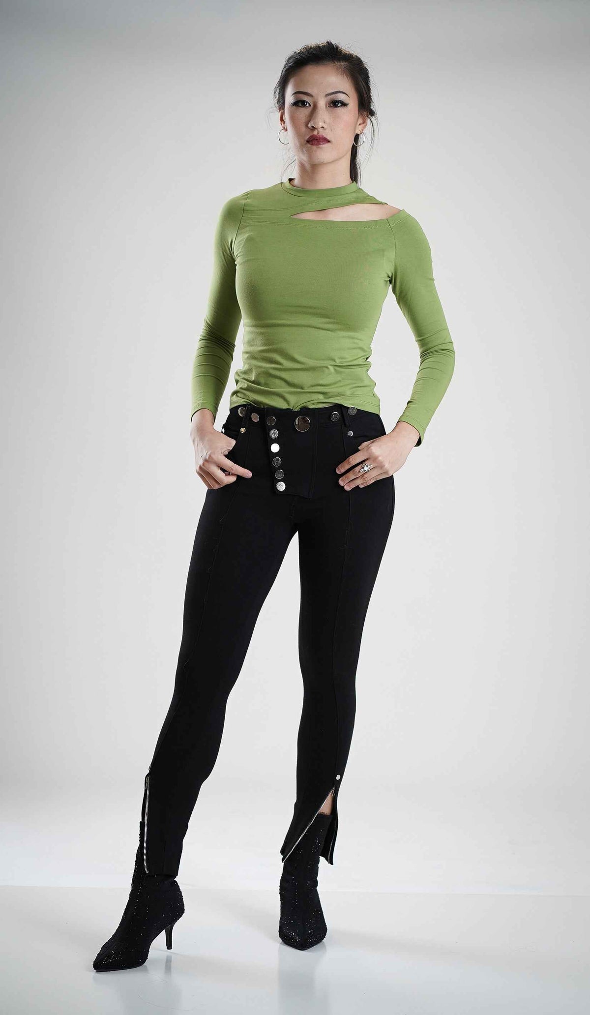 Asymmetrical Neck Cutout Top