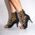 Eva Cheetah Open Toe Lace Up Sock Bootie Dance Shoes