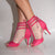 Vixen Lace-Up Open Toe Ankle Stiletto Dance Booties (Fuchsia)