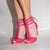Vixen Lace-Up Open Toe Ankle Stiletto Dance Booties (Fuchsia)