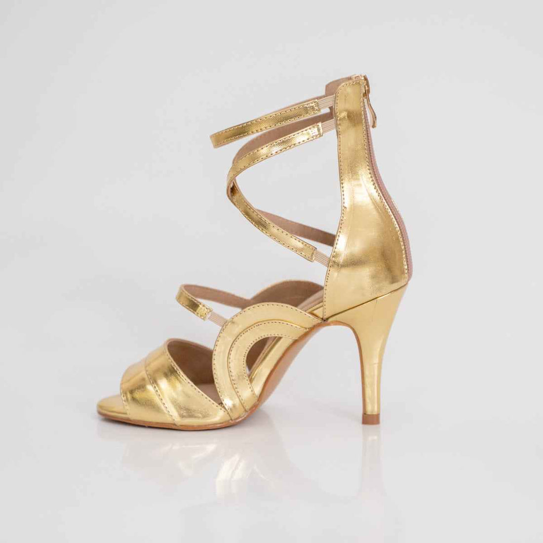 Athena Golden Open Toe Stiletto Dance Shoes