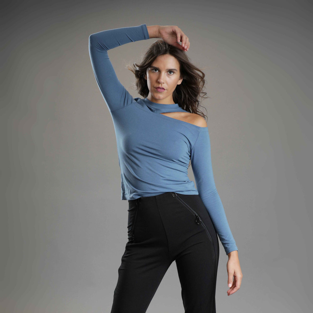 Asymmetrical Neck Cutout Top
