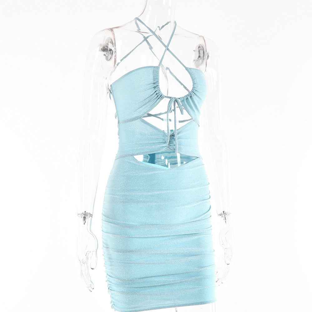 Open Back Cutout Strappy Halter Dress