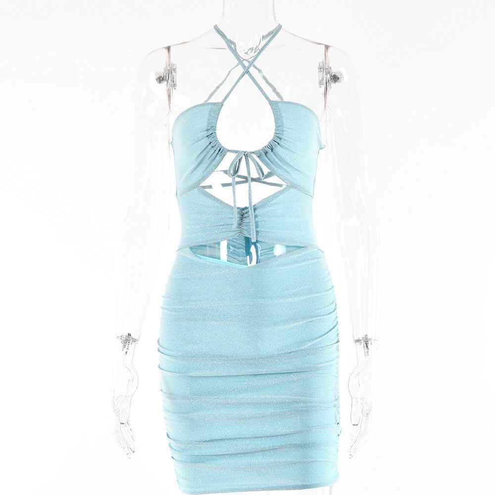 Open Back Cutout Strappy Halter Dress
