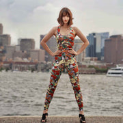 Love Says It All Strappy Floral Jumpsuit for Women – Red Rose Print, Crisscross Back