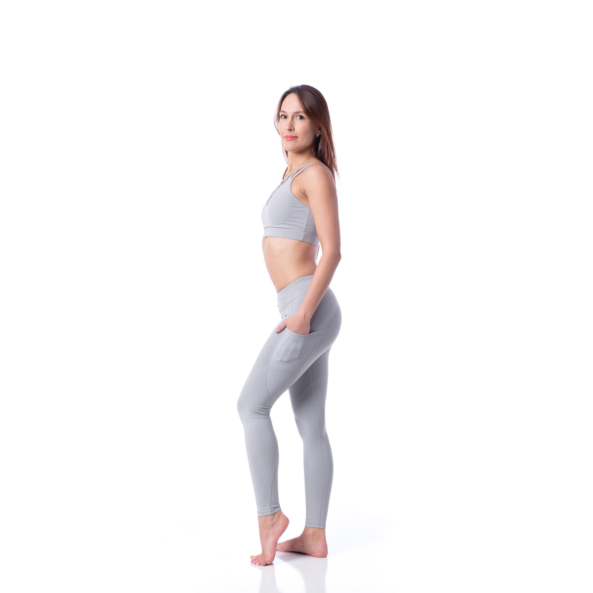 Front Strappy Bralette Sports Bra and Pockets Legging - MYZIJI