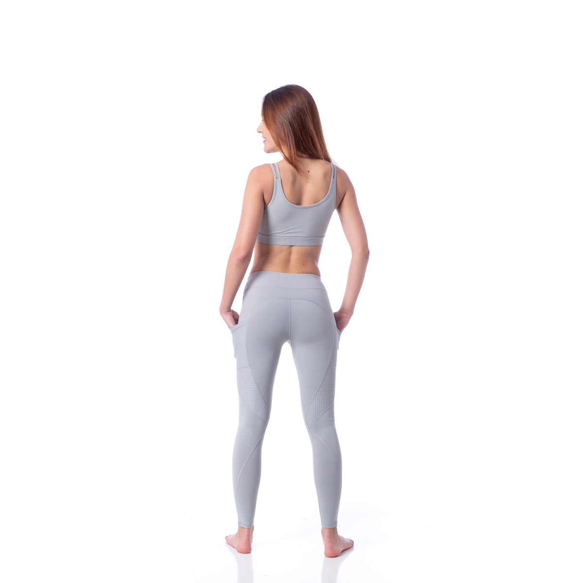 Front Strappy Bralette Sports Bra and Pockets Legging - MYZIJI