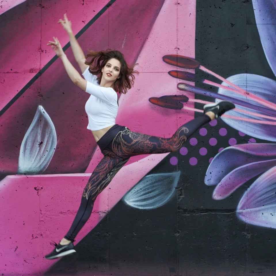 Ombre Tattoo Wings High-Waisted Leggings
