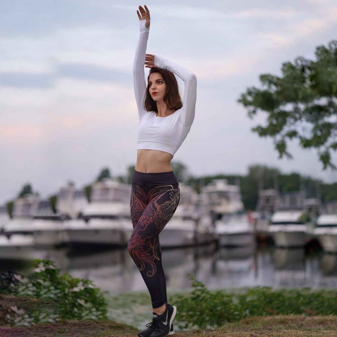 Ombre Tattoo Wings High-Waisted Leggings